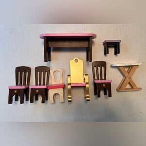 Kids Kraft Wooden Doll Furniture 8 piece lot